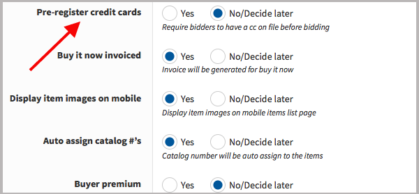 How Do I Require Bidders To Pre Register A Credit Card To