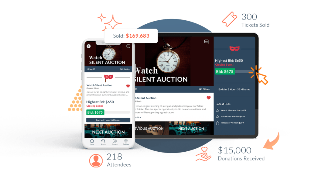 screencaps of silent auction software examples