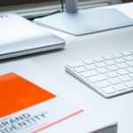 desk with brand identity book