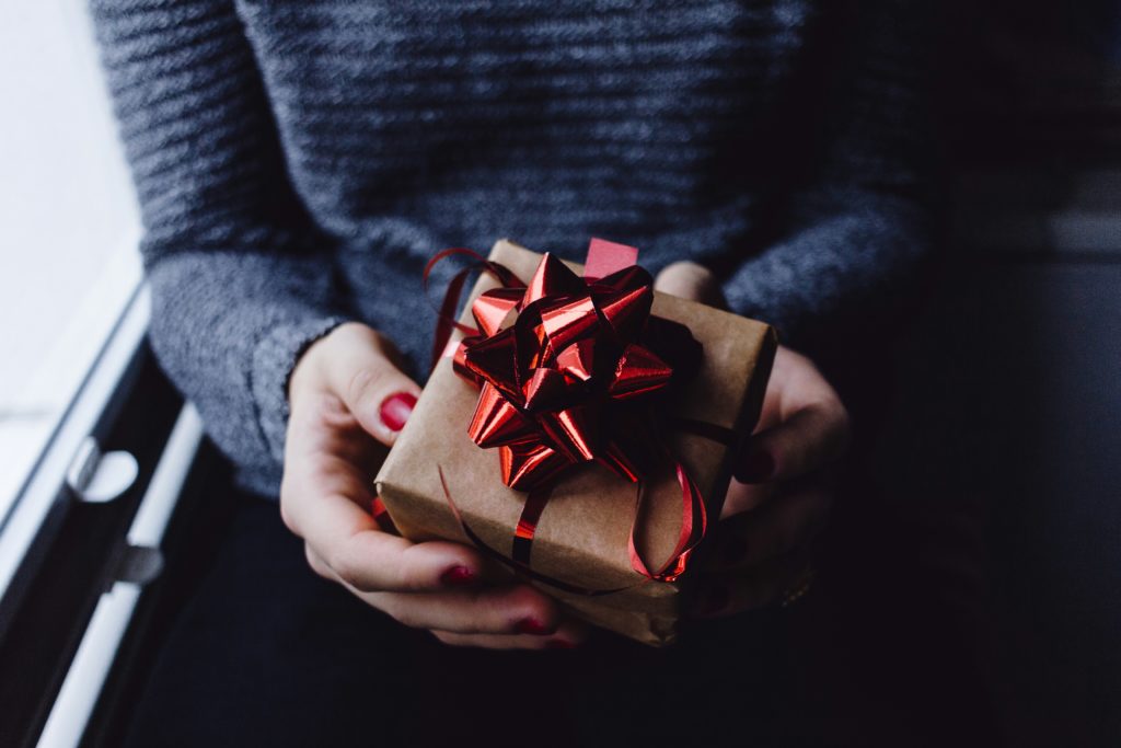 hands holding Christmas gift