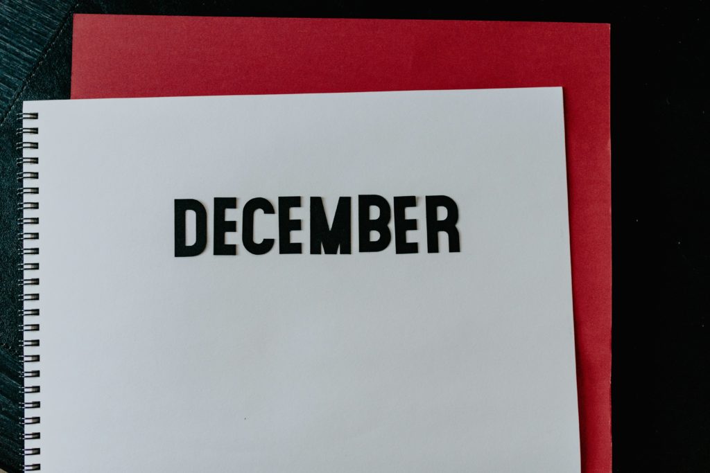 paper that says "December"