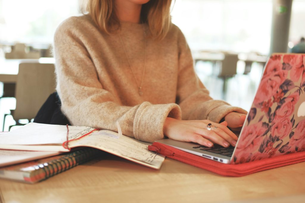 woman working at laptop