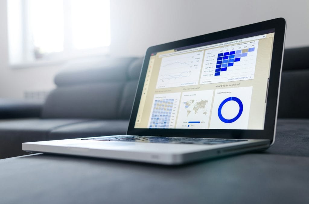 data graphs on laptop