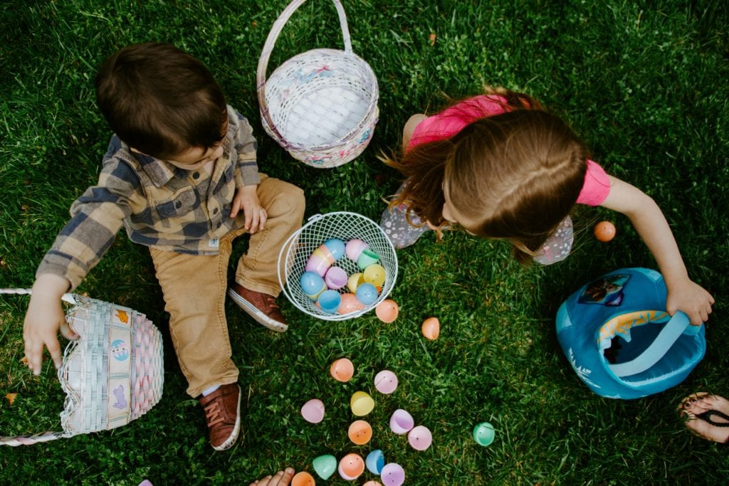 kids on Easter egg hunt