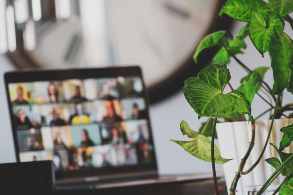 online meeting on laptop